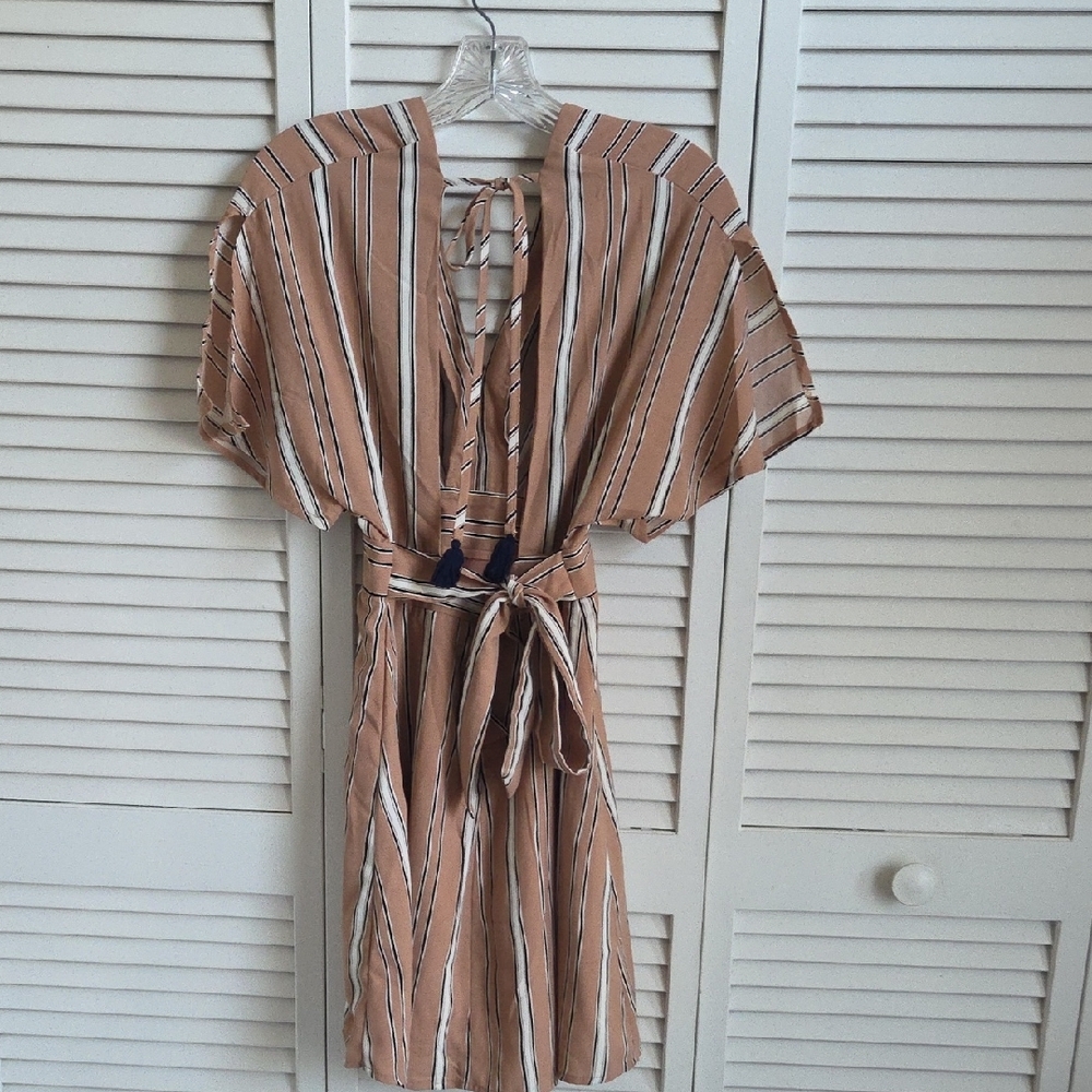 Striped Tan Dress - Picture 5 of 11